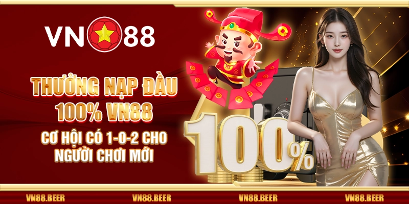 Thưởng nạp đầu 100% VN88 - Cơ hội có 1-0-2 cho người chơi mới